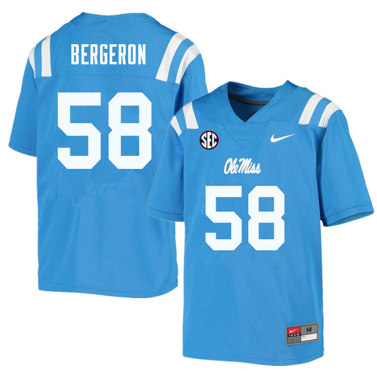 Men #58 John Bergeron Ole Miss Rebels College Football Jerseys Sale-Powder Blue